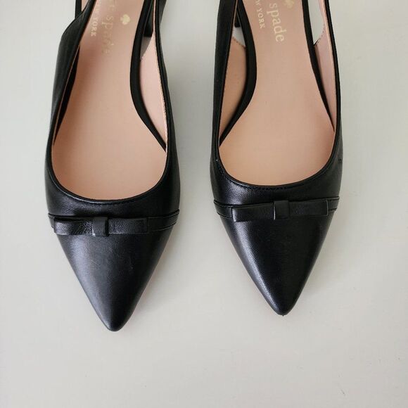 NWT Kate Spade Slingback Flat (6) Veranda, Black Leather - Picture 3 of 10